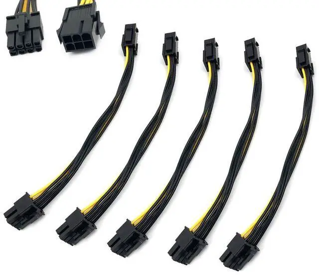 Main image of 5Pack 6 Pin Male to 8 Pin Male PCIe Adapter Power Cable PCI Express Extension Cable 20CM (8 Inchs)