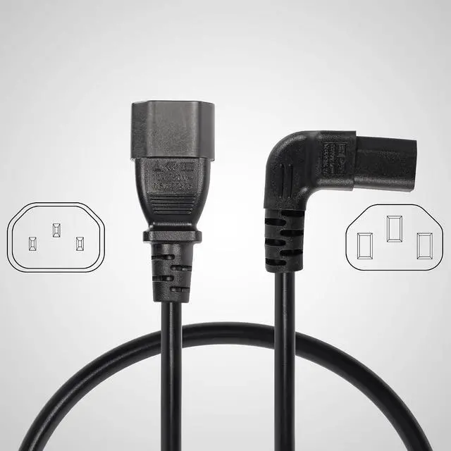 Alt view image 4 of 6 - 20cm 90 Degree IEC 320 C13 to C14 PDU Power Cable,C14 Male to Down Angle C13 Female Power Supply Extension Cord for Monitors,Computers,Etc(Dc13-c14)