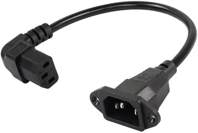 Main image of 0.3m Down Angle C13 to C14 Panel Mount Power Cable, 90 Degree IEC 320 C13 Female to C14 Male PDU Power Supply Extension Cord for Monitors,Computers,Etc(Dc13m-c14)