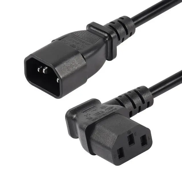 Alt view image 2 of 6 - 40cm Left Angle IEC 320 C13 to C14 Power Cable, 90 Degree C14 Male to C13 Female PDU Power Supply Extension Cord for Monitors,Computers,Etc(Lc13-c14)