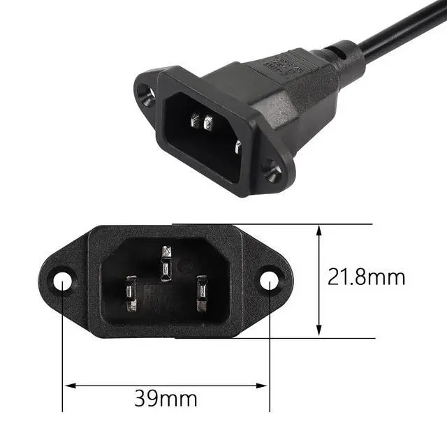 Alt view image 3 of 6 - 0.3m Up Angle C13 to C14 Panel Mount Power Cable, 90 Degree IEC 320 C13 Female to C14 Male PDU Power Supply Extension Cord for Monitors,Computers,Etc(Uc13m-c14)