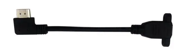 Alt view image 3 of 6 - 15cm 6inch High Speed HDMI 2.0 Right Angle HDMI Male to Female Extension Cable with Screw Hole Panel Mount Support 4K 60Hz Resolution for Blu Ray Player, 3D TV (Black) (R)