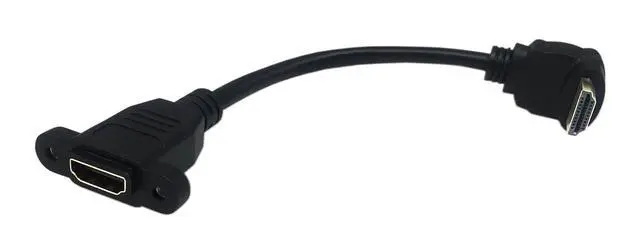 Alt view image 2 of 6 - 15cm 6inch High Speed HDMI 2.0 Up Angle HDMI 2.0 Male to Female Extension Cable with Screw Hole Panel Mount Support 4K 60Hz Resolution for Blu Ray Player, 3D TV, Roku, Xbox360 (Black) (U)