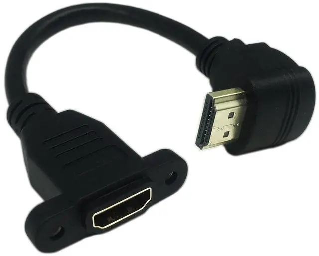 Main image of 15cm 6inch High Speed HDMI 2.0 Up Angle HDMI 2.0 Male to Female Extension Cable with Screw Hole Panel Mount Support 4K 60Hz Resolution for Blu Ray Player, 3D TV, Roku, Xbox360 (Black) (U)