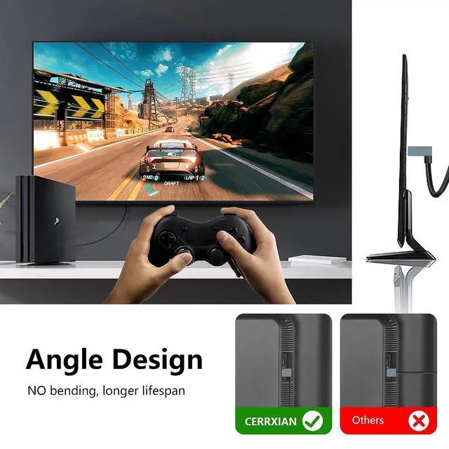 Alt view image 4 of 7 - 8K HDMI 2.1 Cable 3FT, 48Gbps Ultra High Speed HDMI 90 Degree Down Angle Cable Support 8K@60Hz 4K@120Hz Dynamic HDR Compatible with TV/HDTV