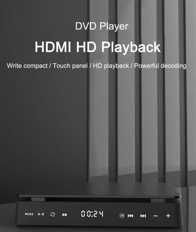 Alt view image 4 of 7 - 1080P DVD HD Video Player Portable VCD Player MiNi CD Player HDMI Video + 3.5mm Jack Audio Output with Remote Control