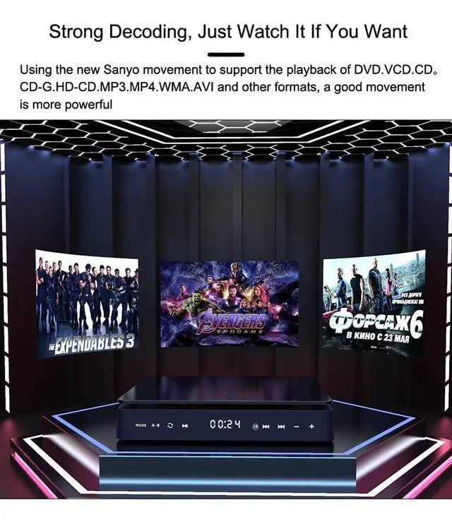 Alt view image 5 of 7 - 1080P DVD HD Video Player Portable VCD Player MiNi CD Player HDMI Video + 3.5mm Jack Audio Output with Remote Control