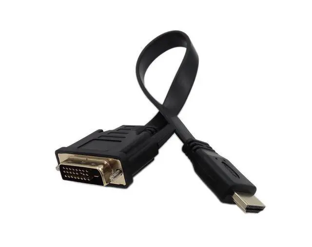 Alt view image 3 of 7 - 1FT Flat Slim High Speed Bi-Directional DVI (24+1) Male to HDMI Male Adapter Cable 30 cm(Including Two Ends)
