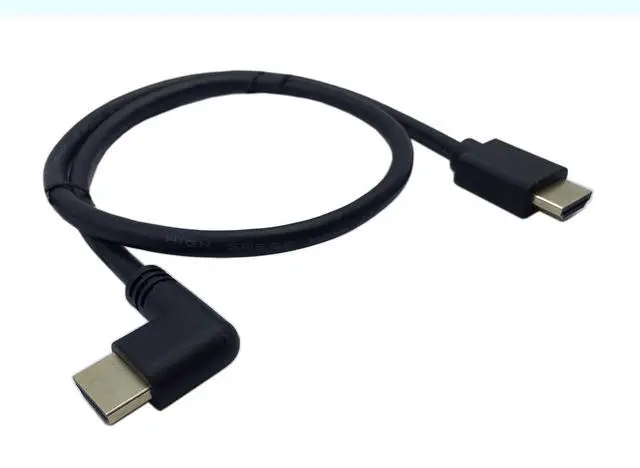 Alt view image 2 of 7 - 0.6m High Speed HDMI 2.0 HDMI Left Angle Male to HDMI Male Short Cable Ultra HD 4k x 2k HDMI Cable Supports Ethernet, 3D, 4K and Audio for TVs, Laptops (Black)(lm-sm)