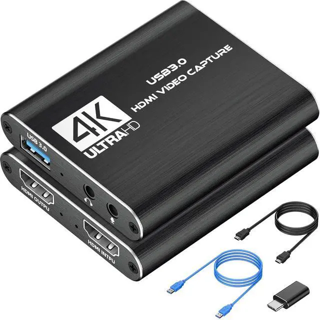 Main image of 4K HDMI Capture Card for Streaming, Full HD 1080P 60FPS USB 3.0 Cam Link Game Audio Video Capture Card, Work with Camera/Nintendo Switch/Xbox/PS4/PS5/PC/OBS (Black)