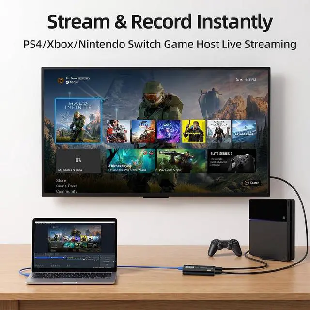 Alt view image 4 of 6 - 4K HDMI Capture Card for Streaming, Full HD 1080P 60FPS USB 3.0 Cam Link Game Audio Video Capture Card, Work with Camera/Nintendo Switch/Xbox/PS4/PS5/PC/OBS (Black)