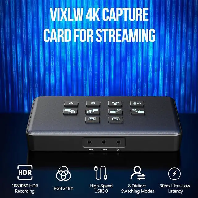 Alt view image 2 of 7 - Video Switcher for Live Streaming, Dual 4K HDMI Input Capture Card for Streaming, USB 3.0 Audio Video Capture Card HDMI Switcher Record in 1080P 60FPS Low Latency, Compatible with Xbox/PS5/PS4/OBS/PC