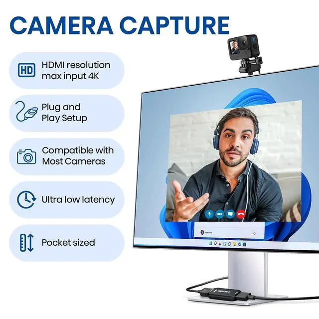 Alt view image 2 of 7 - Cam Link 4K, Capture Card, External Camera Capture Card for DSLR, Camcorder, ActionCam as Webcam, Stream and Record in 2K50 or 1080P 60FPS, HDMI to USB 3.0 Capture Card for Streaming on OBS/Zoom