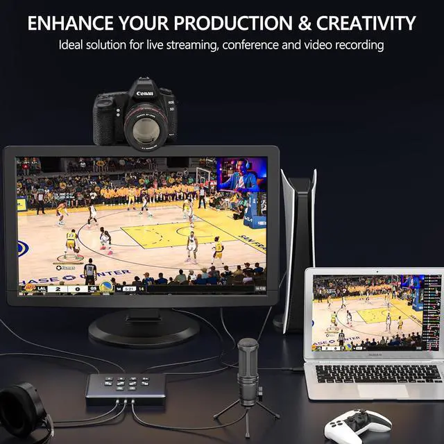Alt view image 6 of 7 - Video Switcher for Live Streaming, Dual 4K HDMI Input Capture Card for Streaming, USB 3.0 Audio Video Capture Card HDMI Switcher Record in 1080P 60FPS Low Latency, Compatible with Xbox/PS5/PS4/OBS/PC