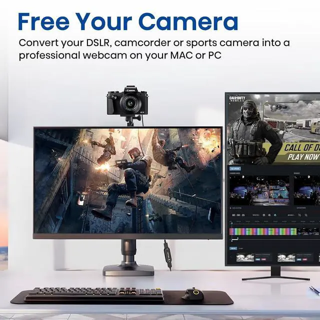Alt view image 4 of 7 - Cam Link 4K, Capture Card, External Camera Capture Card for DSLR, Camcorder, ActionCam as Webcam, Stream and Record in 2K50 or 1080P 60FPS, HDMI to USB 3.0 Capture Card for Streaming on OBS/Zoom