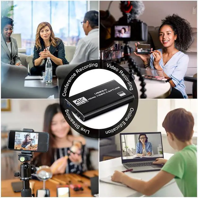 Alt view image 7 of 7 - Video Capture Card, 4K HDMI Audio Capture Card Video Recorder with Mic and HDMI Loop-Out for Gaming/Live Streaming/Conference, Works for Nintendo Switch/PS5/Camera/Xbox/OBS