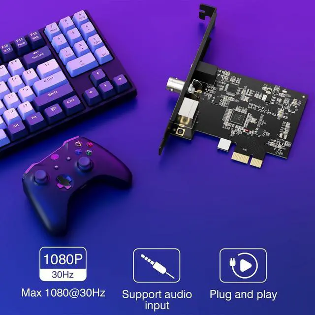 Alt view image 4 of 7 - PCIE Video Capture Card, HDMI Capture Card for Streaming, Gaming & Recording, HDMI Video Capture Board, Pass-Through with Ultra-Low Latency on Windows 8, 10, 11 & Linux