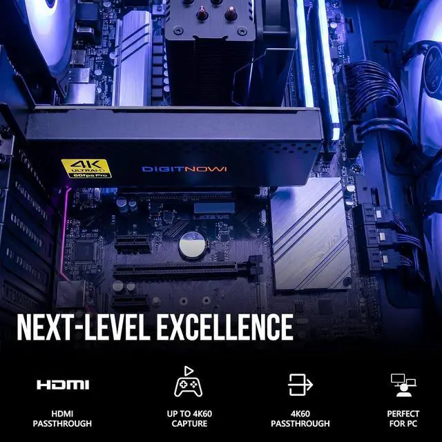 Alt view image 2 of 7 - 4K Internal Capture Card, PCIe Capture Card, HDMI, 4K60 Passthrough, Ultra-Low Latency for Streaming & Recording, for PS4/5, Xbox Series X/S, in OBS, YouTube, Single & Dual PC Setups, Black