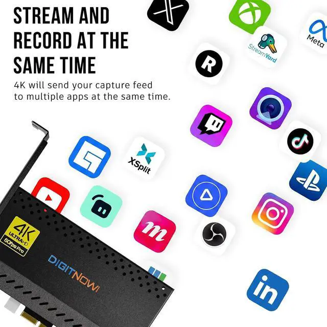 Alt view image 7 of 7 - 4K Internal Capture Card, PCIe Capture Card, HDMI, 4K60 Passthrough, Ultra-Low Latency for Streaming & Recording, for PS4/5, Xbox Series X/S, in OBS, YouTube, Single & Dual PC Setups, Black
