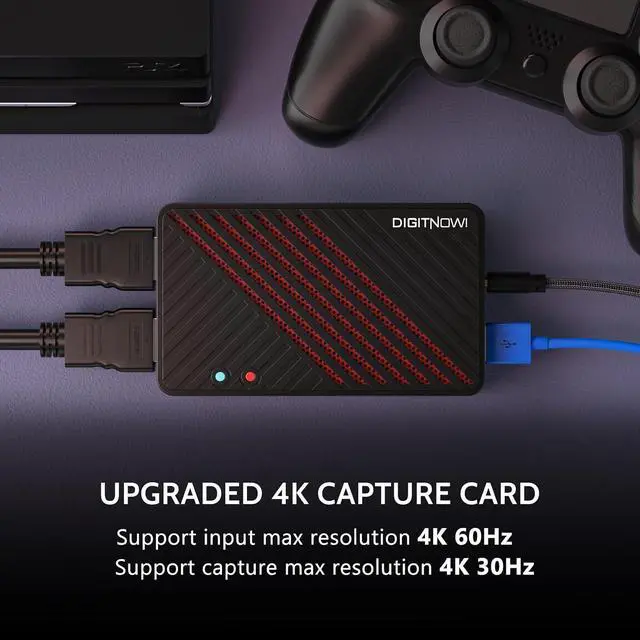 Alt view image 4 of 7 - 4K Video Capture Card, HDMI to USB3.0 Live Gamer Capture Card Full HD 1080P 60fps, Ultra-Low Latency for Streaming and Recording, Work with Nintendo Switch, PS5, PS4, Xbox One, PC