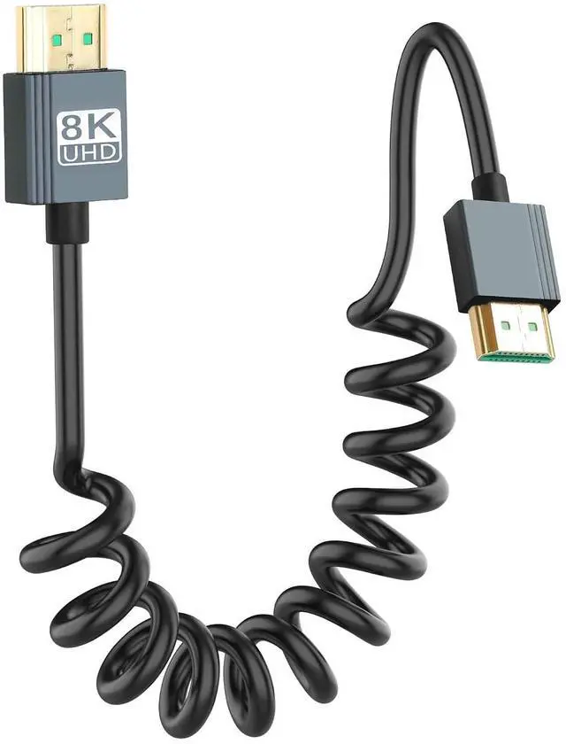 Main image of 8K HDMI Coiled Cable, Ultra HD High Speed HDMI to HDMI Coiled Cable 2.1 Support 8K 4K 3D and Dynamic HDR Up to 48Gbps, Compatible with TV, PC,Camera Monitors Projector ect 3FT/0.9M