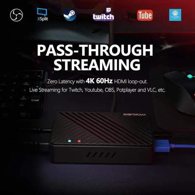 Alt view image 6 of 7 - 4K Video Capture Card, HDMI to USB3.0 Live Gamer Capture Card Full HD 1080P 60fps, Ultra-Low Latency for Streaming and Recording, Work with Nintendo Switch, PS5, PS4, Xbox One, PC