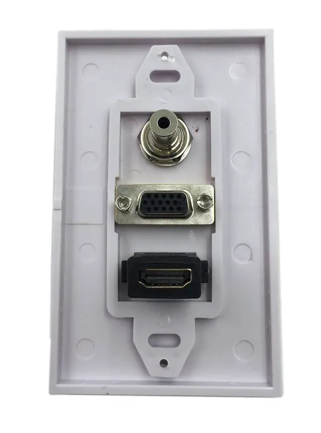 Alt view image 2 of 7 - HDMI VGA 3.5mm Audio Video Stereo Pass Through Component Composite Wall Face Plate Panel (White)