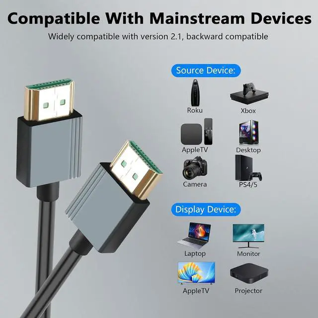 Alt view image 6 of 7 - 8K HDMI Coiled Cable, Ultra HD High Speed HDMI to HDMI Coiled Cable 2.1 Support 8K 4K 3D and Dynamic HDR Up to 48Gbps, Compatible with TV, PC,Camera Monitors Projector ect 3FT/0.9M