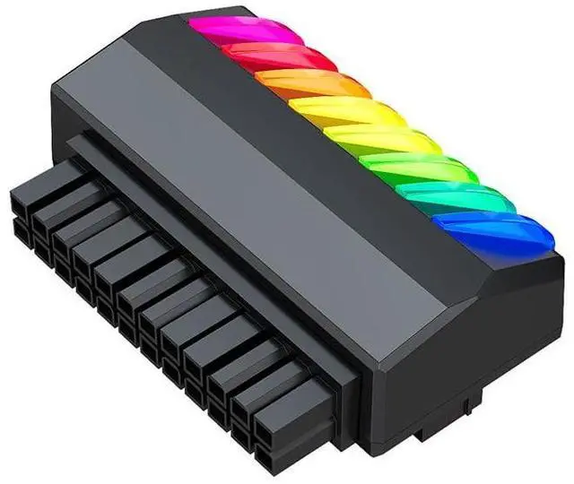 Main image of ATX 24 Pin 90 Degree Adapter ARGB 24Pin Power Supply Adapter Computer Motherboard 24 Pin Female to Male Connector (Black)