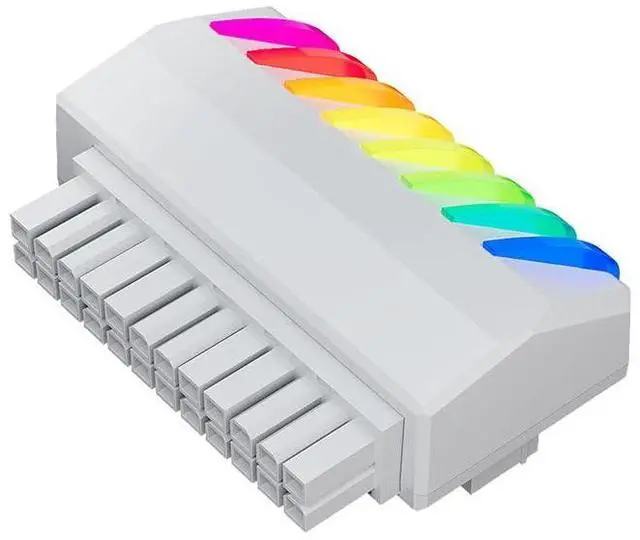 Main image of ATX 24 Pin 90 Degree Adapter ARGB 24Pin Power Supply Adapter Computer Motherboard 24 Pin Female to Male Connector (White)
