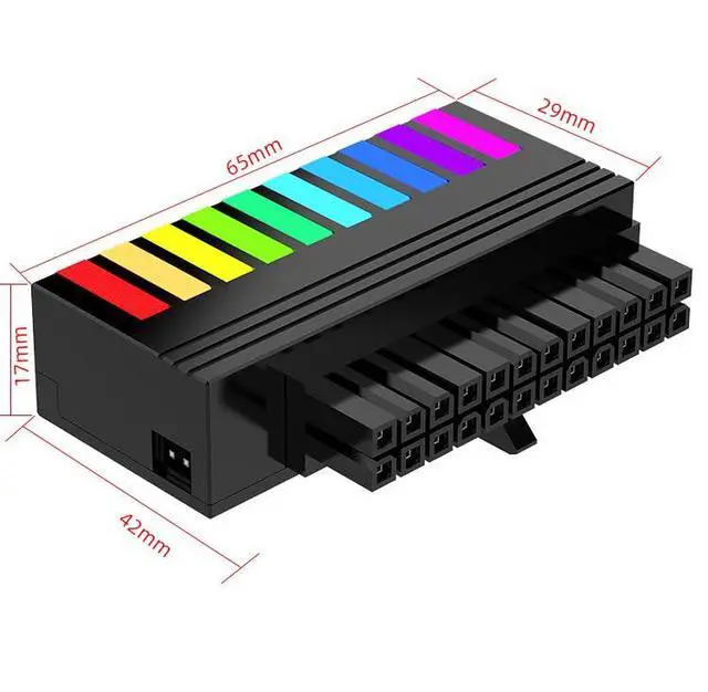 Alt view image 2 of 7 - ATX 24 Pin 90 Degree Angled Change Direction Adapter ARGB Power Connector for Desktops PC Computer Supply (Black)