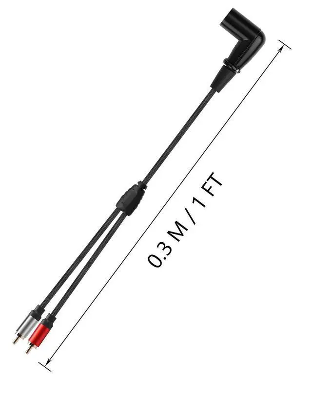 Alt view image 7 of 7 - Right Angle XLR Male to Dual RCA Male Y Splitter Audio Cable, 1FT Balanced 1 XLR Male to Unbalanced 2 RCA Male Y Adapter Cord Gold Plated Connectors for Connecting Audio Interface