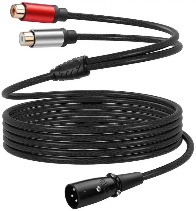 Main image of XLR Male to 2 RCA Female Y Splitter Audio Cable, 6.5FT Balanced 1 XLR Male to Unbalanced Dual RCA Female Y Adapter Cord for Speaker Condenser Mic Mixer AMP