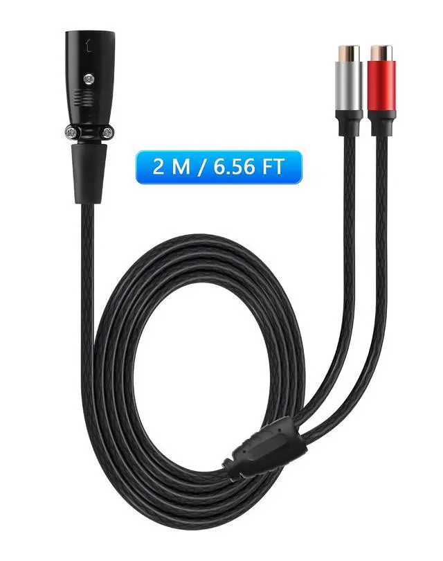 Alt view image 7 of 7 - XLR Male to 2 RCA Female Y Splitter Audio Cable, 6.5FT Balanced 1 XLR Male to Unbalanced Dual RCA Female Y Adapter Cord for Speaker Condenser Mic Mixer AMP
