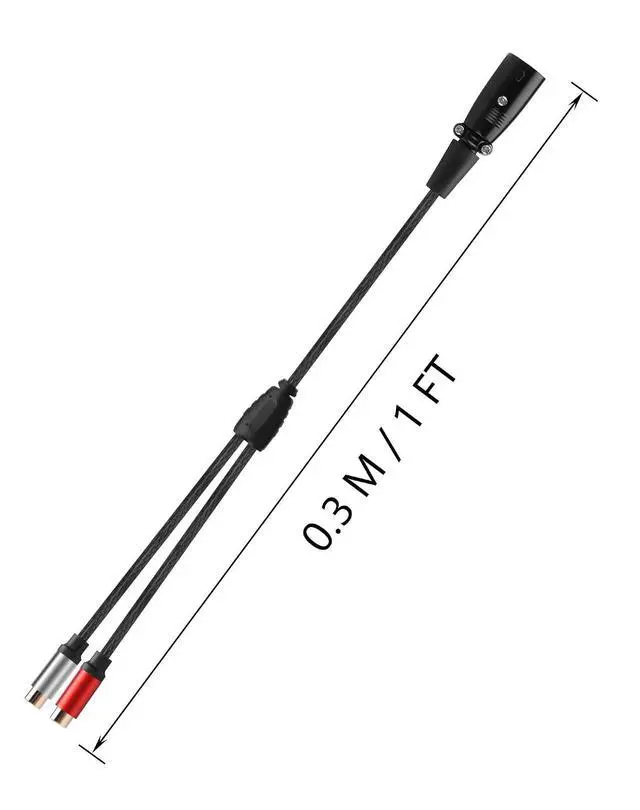 Alt view image 7 of 7 - XLR Male to 2 RCA Female Y Splitter Audio Cable, 1FT Balanced 1 XLR Female to Unbalanced Dual RCA Male Y Adapter Cord for Speaker Condenser Mic Mixer AMP