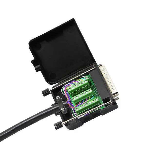 Alt view image 6 of 7 - DB25 Breakout Board, DB25 Male D-SUB Connector to DB25 Screw Solderless Wiring Terminal Module Breakout PCB Board Kits with Plastic Case (M Black)