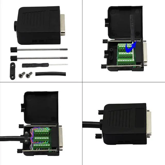 Alt view image 4 of 7 - DB25 Breakout Board, DB25 Female D-SUB Connector to DB25 Screw Wiring Solderless Terminal Module Breakout PCB Board Kits with Plastic Case (F Black)