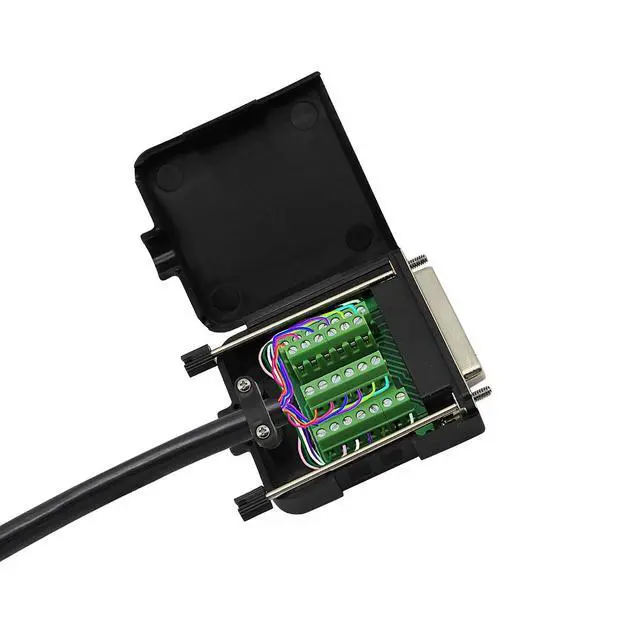 Alt view image 6 of 7 - DB25 Breakout Board, DB25 Female D-SUB Connector to DB25 Screw Wiring Solderless Terminal Module Breakout PCB Board Kits with Plastic Case (F Black)