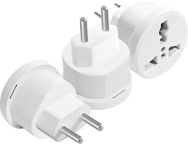 Main image of European Travel Plug Adapter, Type C International Power Adaptor to Italy Spain France Portugal Iceland Germany, Europe Vocation Essentials 3-Packs
