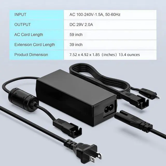 Alt view image 3 of 6 - Power Recliner Power Supply, Chargers for Electric Batteries Recliner Power Cord Replacement AC/DC Switching Power Supply Transformer 2-pin 29V/24V 2A Adapter