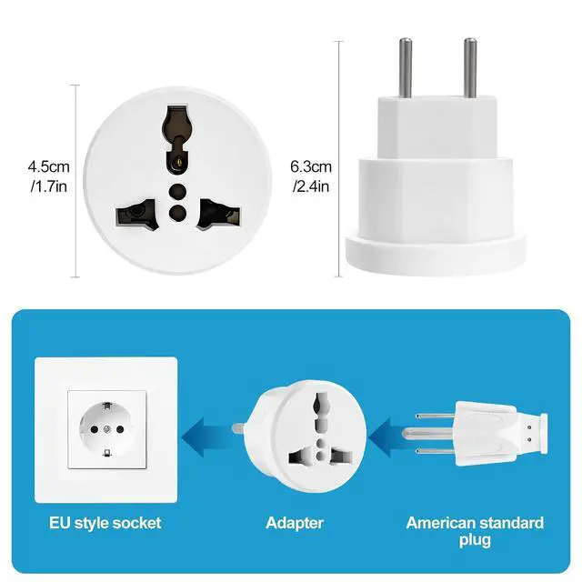 Alt view image 3 of 6 - European Travel Plug Adapter, Type C International Power Adaptor to Italy Spain France Portugal Iceland Germany, Europe Vocation Essentials 3-Packs