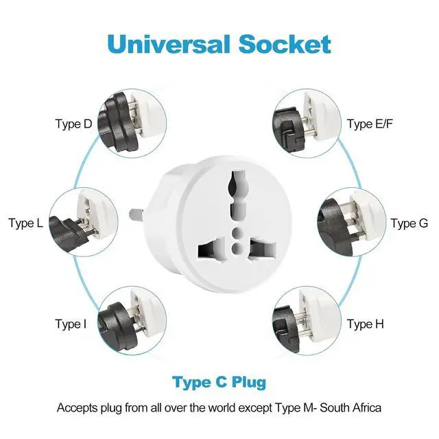 Alt view image 4 of 6 - European Travel Plug Adapter, Type C International Power Adaptor to Italy Spain France Portugal Iceland Germany, Europe Vocation Essentials 3-Packs