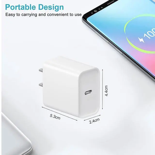 Alt view image 5 of 7 - 3-Pack i Phone 17 16 15 Fast Charger 20W Type C Chagrer USB C Charger Block with c to c Cable for iPhone 17/17 Plus/17 Pro Max/16/16 Plus/16 Pro Max/15 Pro Max/iPad Pro