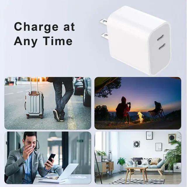 Alt view image 4 of 7 - iPhone 17 16 15 Charger 3-Pack Dual Port USB C Fast Charging Block with 6ft c to c Cable Type C Wall Charger Plug for iPhone 17 Pro Max/17 Pro/17/16 15 Pro Max/16 15 Pro/16 15 (Pure White, 6ft)