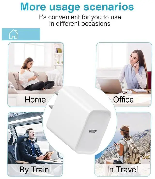 Alt view image 4 of 7 - 3-Pack i Phone 17 16 15 Fast Charger 20W Type C Chagrer USB C Charger Block with c to c Cable for iPhone 17/17 Plus/17 Pro Max/16/16 Plus/16 Pro Max/15 Pro Max/iPad Pro