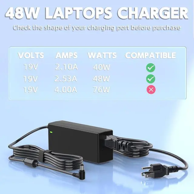 Alt view image 6 of 7 - 19V 48W LG Monitor AC Power Adapter and 10ft IEC C5 Power Cord Bundle