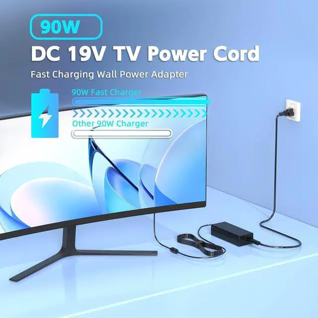 Alt view image 4 of 6 - 90W 19V Power Cord Compatible with Westinghouse TV 24 32 40 42 46 inch UW40TA2W UW40T8LW LED TV UW32SC1W UW32S3PW UW40TC1W LD-4680 LD-4695 LD-3255VX LD-4255VX EW39T6MZ Power Supply Adapter
