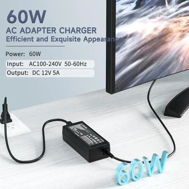 Alt view image 2 of 6 - 12V AC Power Cord Charger for Dell Monitor 27" 24" 23" 22" 21.5" Screen S2316H S2316M S2318HN S2318NC S2340L S2340LC 2240TB S2340M S2340MC S2440L S2240LC S2740L S2740LB Monitor Power Supply Cord