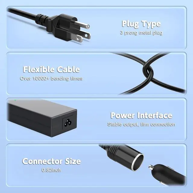 Alt view image 3 of 6 - 110V/120V to 12V Converter 10A 120W AC to DC Power Supply Adapter, Car Cigarette Lighter Socket Wall Plug Transformer for Car Refrigerator, Cooler, Vacuum Cleaner, Dash Cam and 12V Car Devices