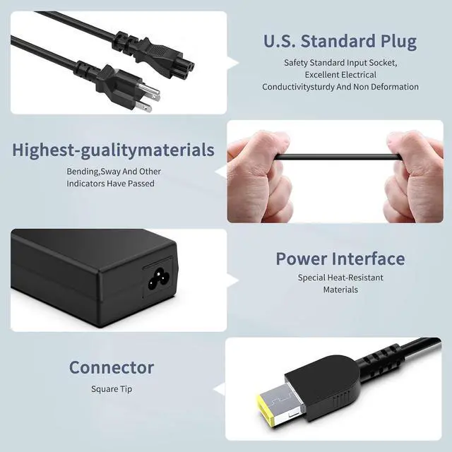 Alt view image 3 of 6 - 135W Laptop Charger Compatible with Lenovo ADL135NDC3A ADL135NLC3A ADL135NDC2A ADL135NLC2A ADL135SCC3A ADL135NCC3A 4X20E50558 4X20E50564 4X20E50569 45N0362 45N0361 AC Adapter Power Supply Cord